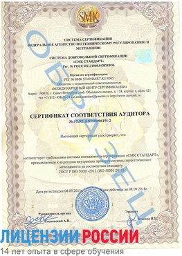 Образец сертификата соответствия аудитора №ST.RU.EXP.00006191-2 Печора Сертификат ISO 50001